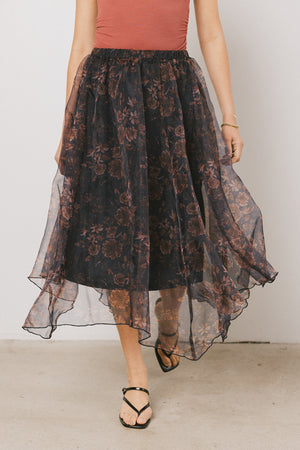 Atlas Floral Asymmetrical Skirt
