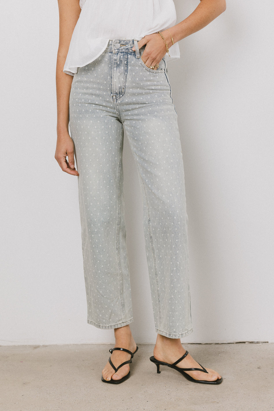Hailey Polka Dot Straight Leg Jeans