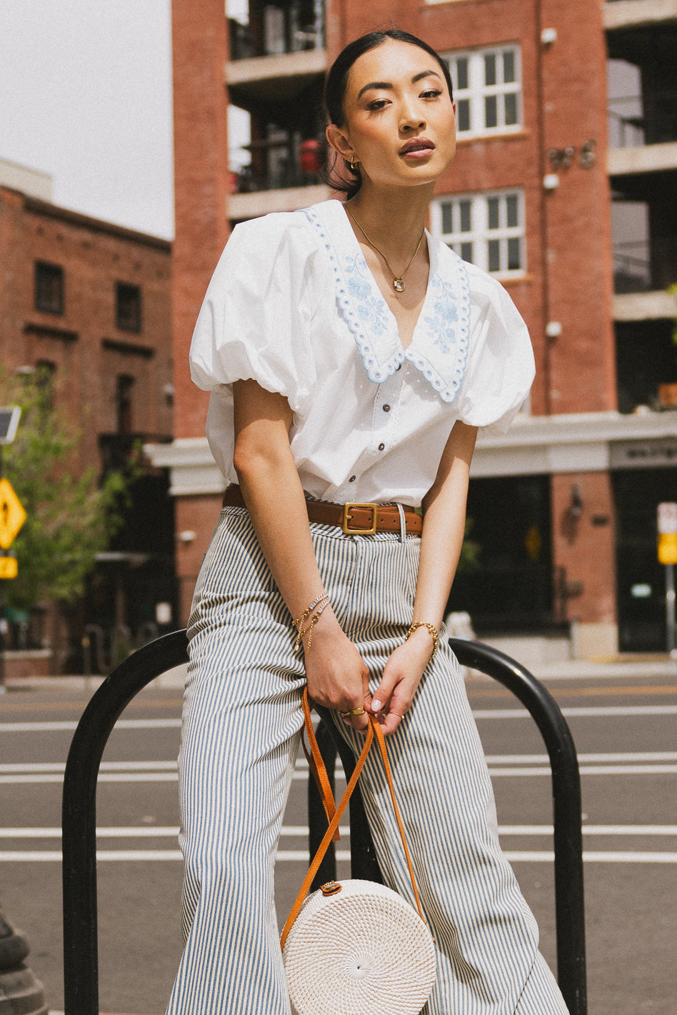 Lara Embroidered Blouse in Off White