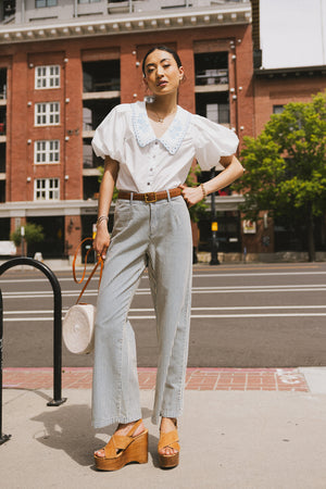 Fiorelle Striped Wide Leg Jeans