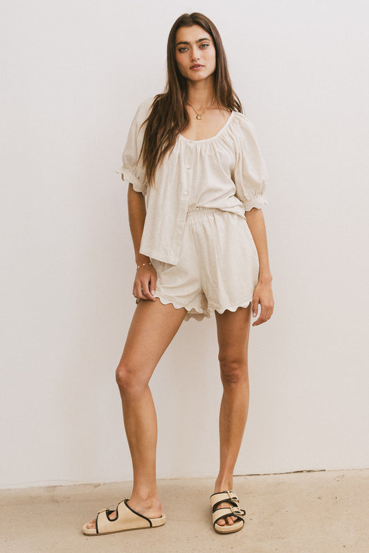 Scalloped Shorts in Oatmeal