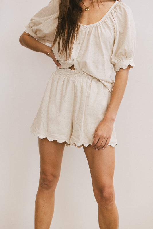 Scalloped Shorts in Oatmeal